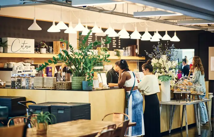 Cafe. The Shepherds Building, Charecroft Way, London